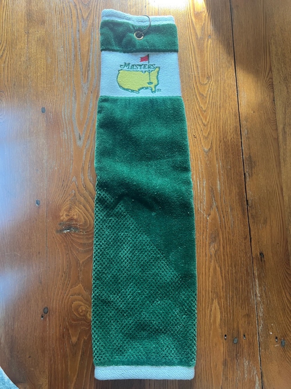 Masters Green, White and Yellow Golf Towel with Logo